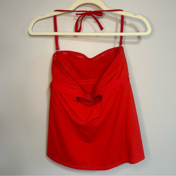 Athleta Vibrant Red Bandeau Tankini Swimwear Top Removable Straps Size Small - Picture 4 of 6